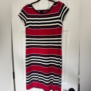 Banana Republic Striped Red, Winter White, & Navy Dress